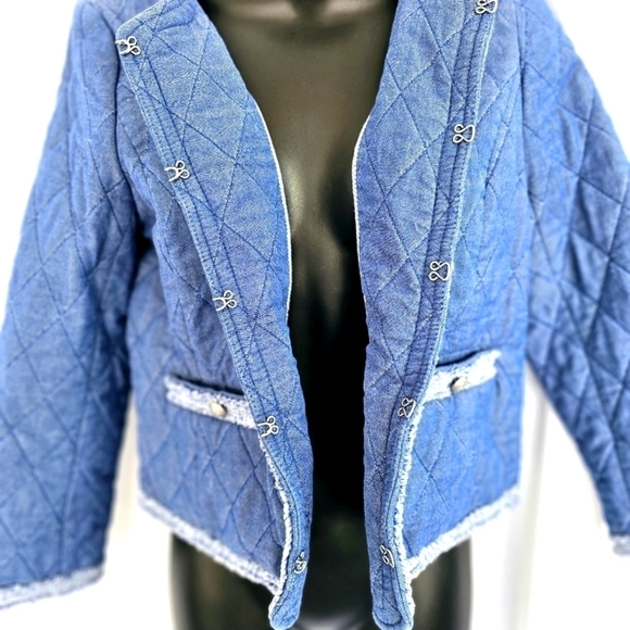 Talbots Fringe Quilted Chambray Jacket Size 4 EUC (Runs small) - Picture 15 of 15